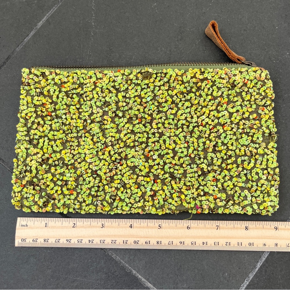 Anthropologie KMB metallic sandals size 9, sequined clutch purse Jasper & Jeera - Picture 10 of 12